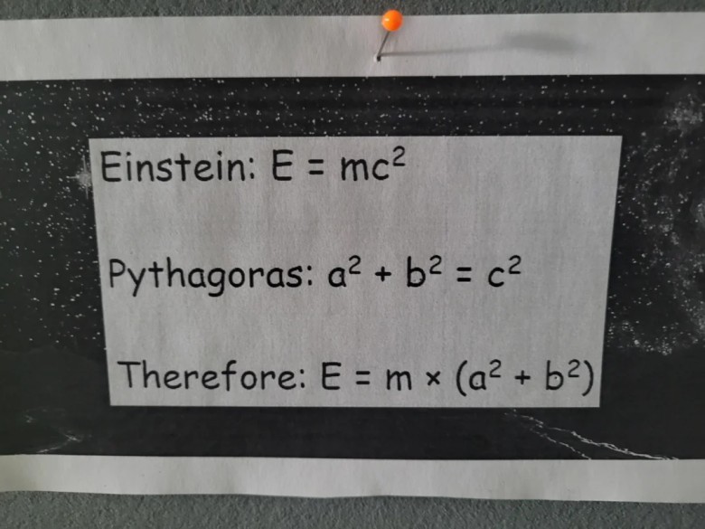 5.Title: Einstein Meets Pythagoras: The Hilariously Wrong Math Equation Meme