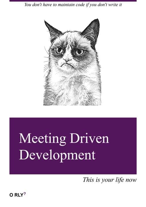Delve into the darkly humorous world of "Meeting Driven Development," a meme epitomized by the eternally unimpressed Grumpy Cat. This satirical image skewers the software development landscape, where coding often takes a backseat to endless discussions. Uncover the meme's sharp wit and enduring relevance in today's tech-saturated environment.