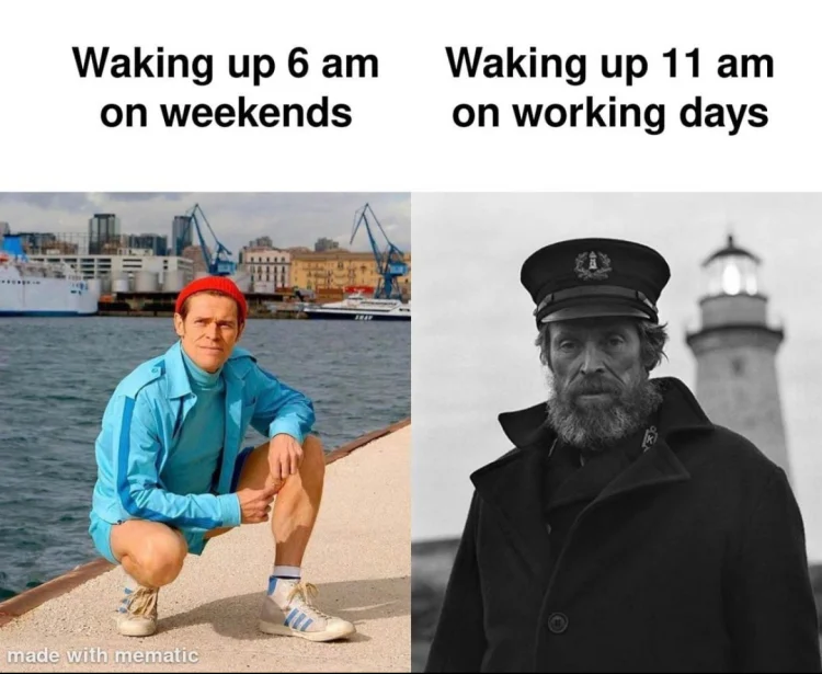 waking up 6 am on weekends vs waking up 11 am on working days