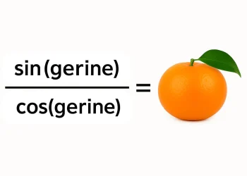 Discover the humorous math equation where sin(gerine)/cos(gerine) equals a juicy orange!