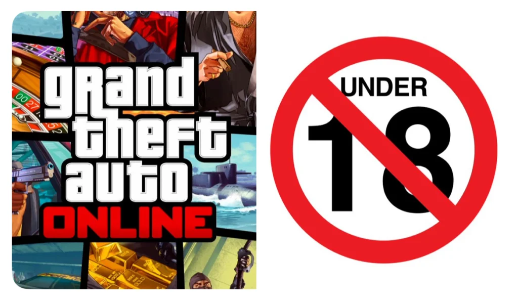 A screenshot from GTA Online showing a verification prompt and in-game phone overlay as players must prove their age to access certain features.