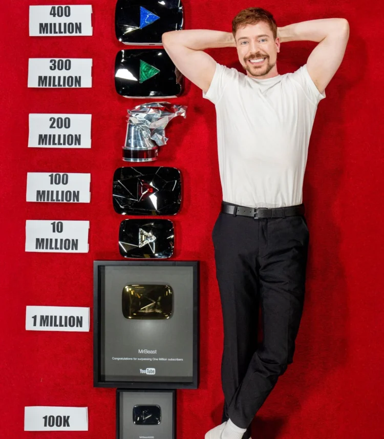 MrBeast Shows Off His Complete YouTube Play Button Collection in Viral Photo