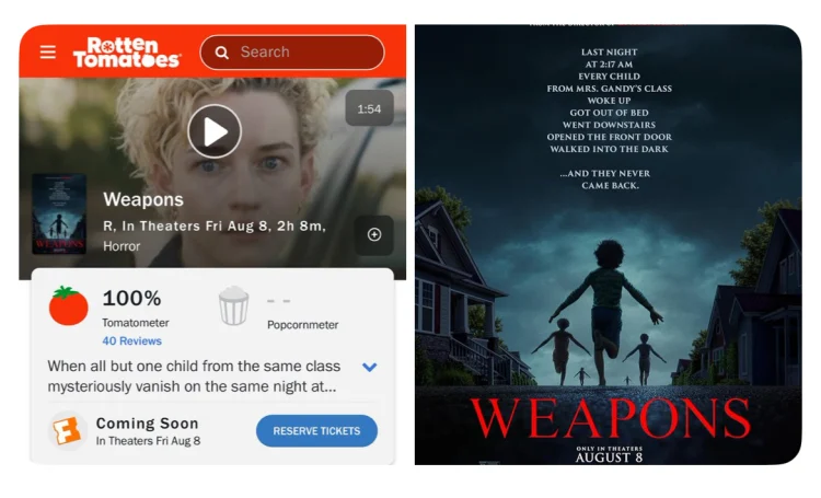 Weapons: Highest Rated Horror Movie of the Decade at 100% on Rotten Tomatoes