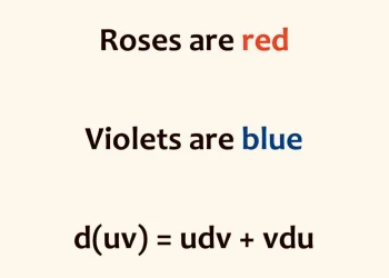 Funny Math Poem Meme About Derivatives : “Roses are Red, Violets are Blue, d(uv) = udv + vdu”