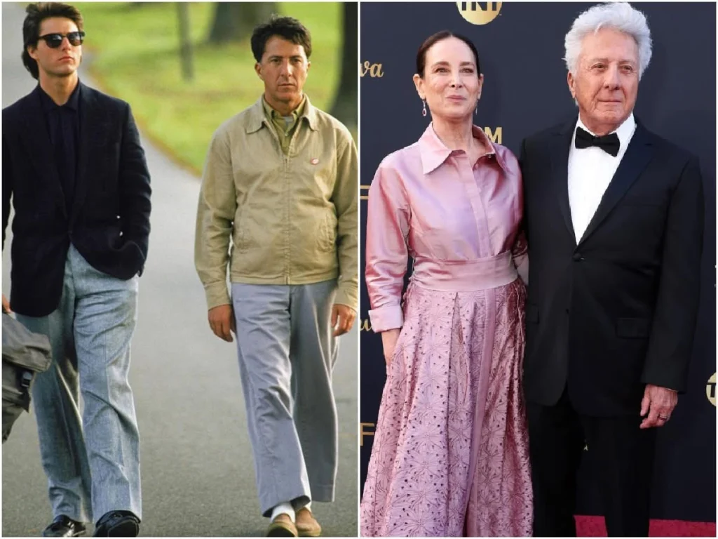 Dustin Hoffman smiling at a movie premiere.
