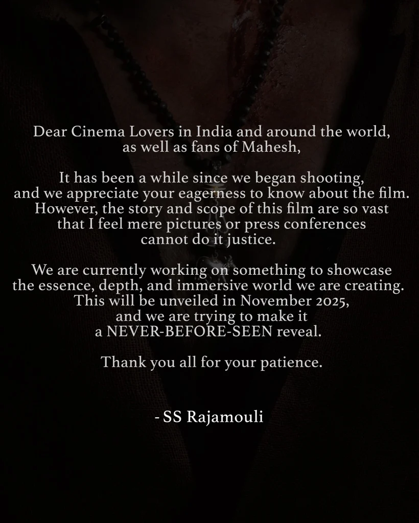Official poster reveal of #GlobeTrotter shared by SS Rajamouli on Twitter.
