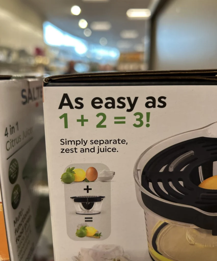  A funny citrus juicer meme that turns 1 + 2 into 3 delicious steps — zest, cut, and juice. Perfect for kitchen humor and gadget lovers.