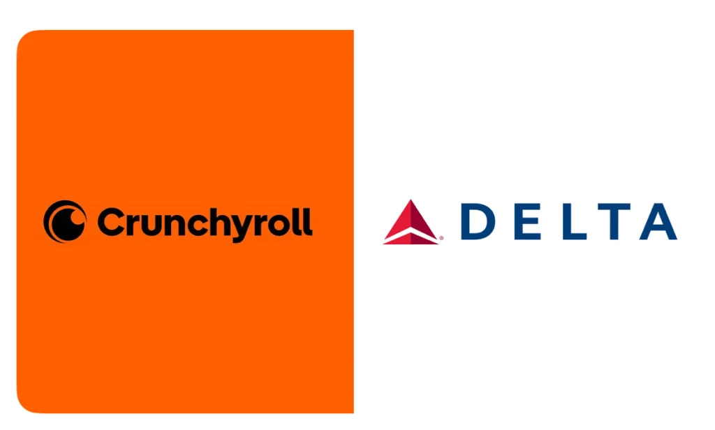 Image showing a Delta Airlines seatback screen displaying Crunchyroll’s anime interface, highlighting a vast catalog of episodes and films.