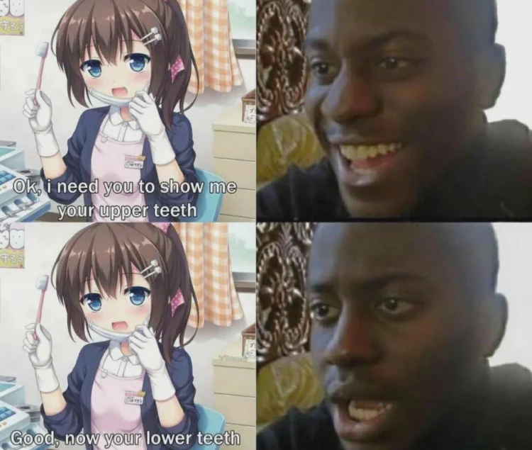 Anime Dentist Meme: Upper vs Lower Teeth Reaction