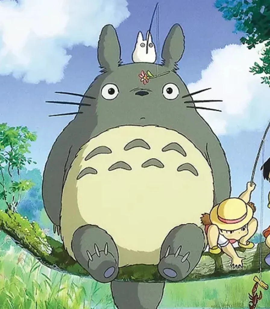 A peaceful scene from My Neighbor Totoro where children watch nature, showing calm and joy.