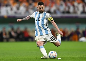 Lionel Messi celebrating during the 2026 FIFA World Cup, his sixth World Cup tournament