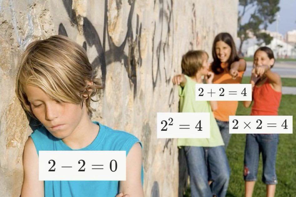 Funny arithmetic 2 plus 2 equals 4 math meme