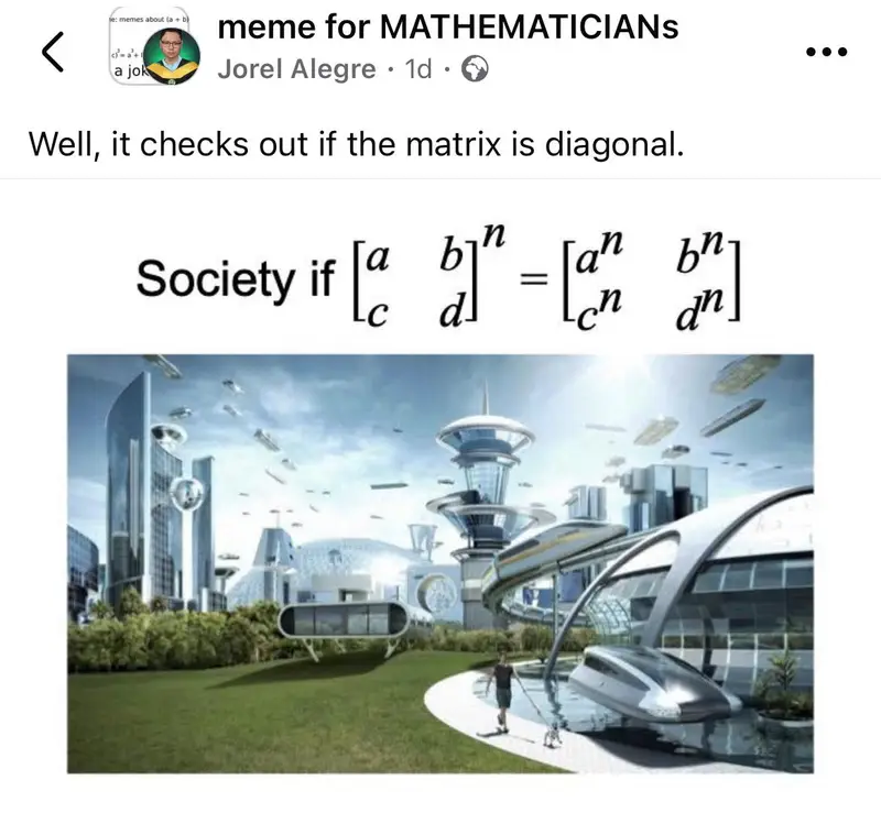 Funny linear algebra matrix power meme