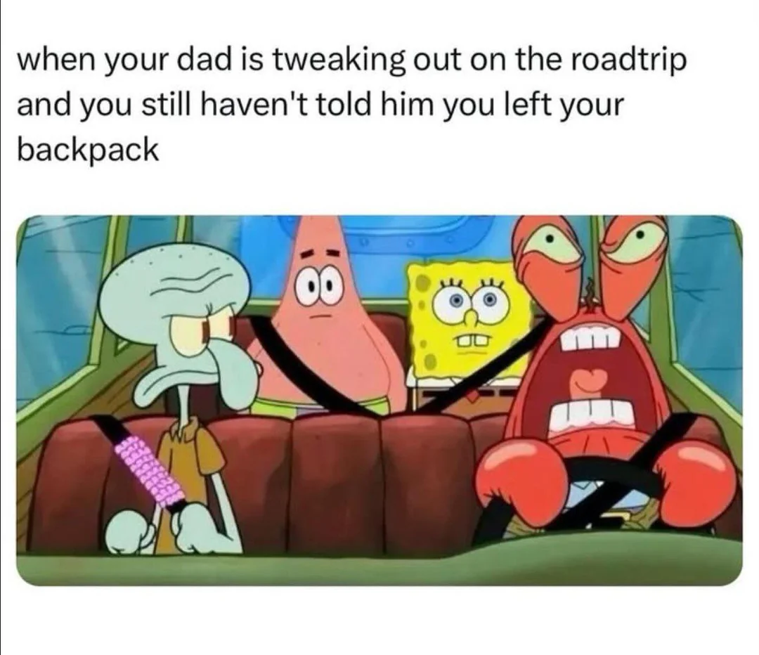 SpongeBob road trip dad tweaking meme