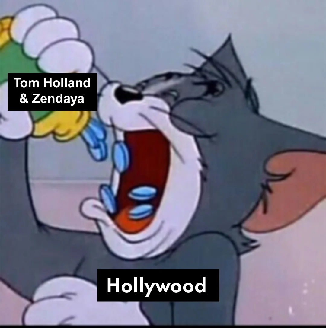Tom and Jerry swallowing pills Hollywood casting meme