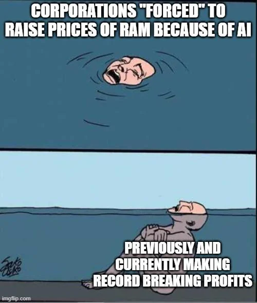 Corporations fake drowning in profits meme