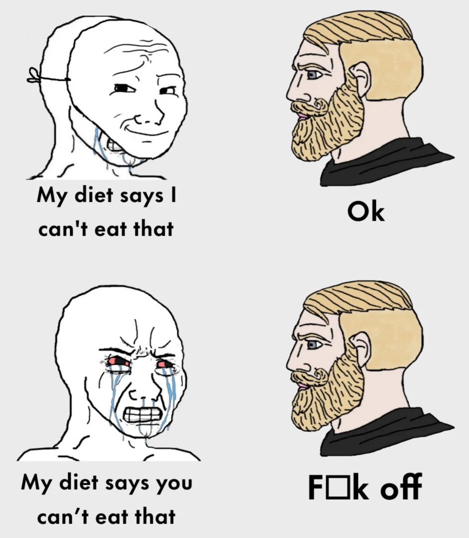 Wojak Chad diet comparison meme