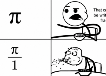 Pi written as π/1 funny math meme showing a cereal guy shocked after claiming pi can never be written as a fraction.