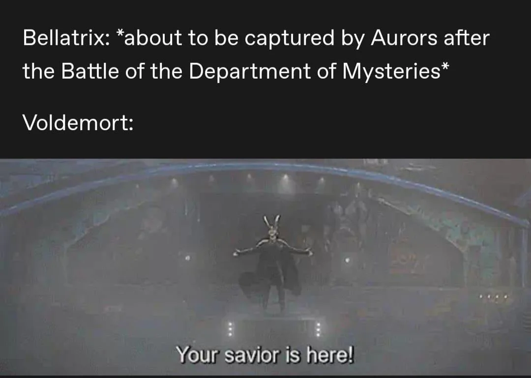 Voldemort saving Bellatrix Ministry meme
