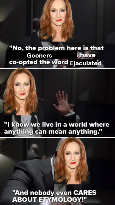 JK Rowling dialogue tags etymology meme