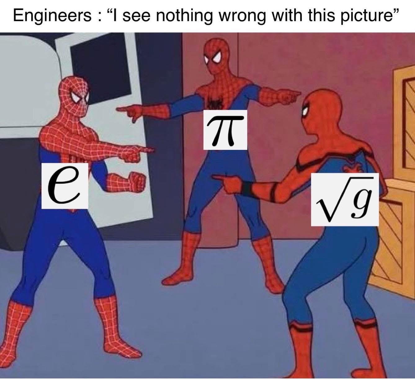 Spider-Man pointing engineering math meme