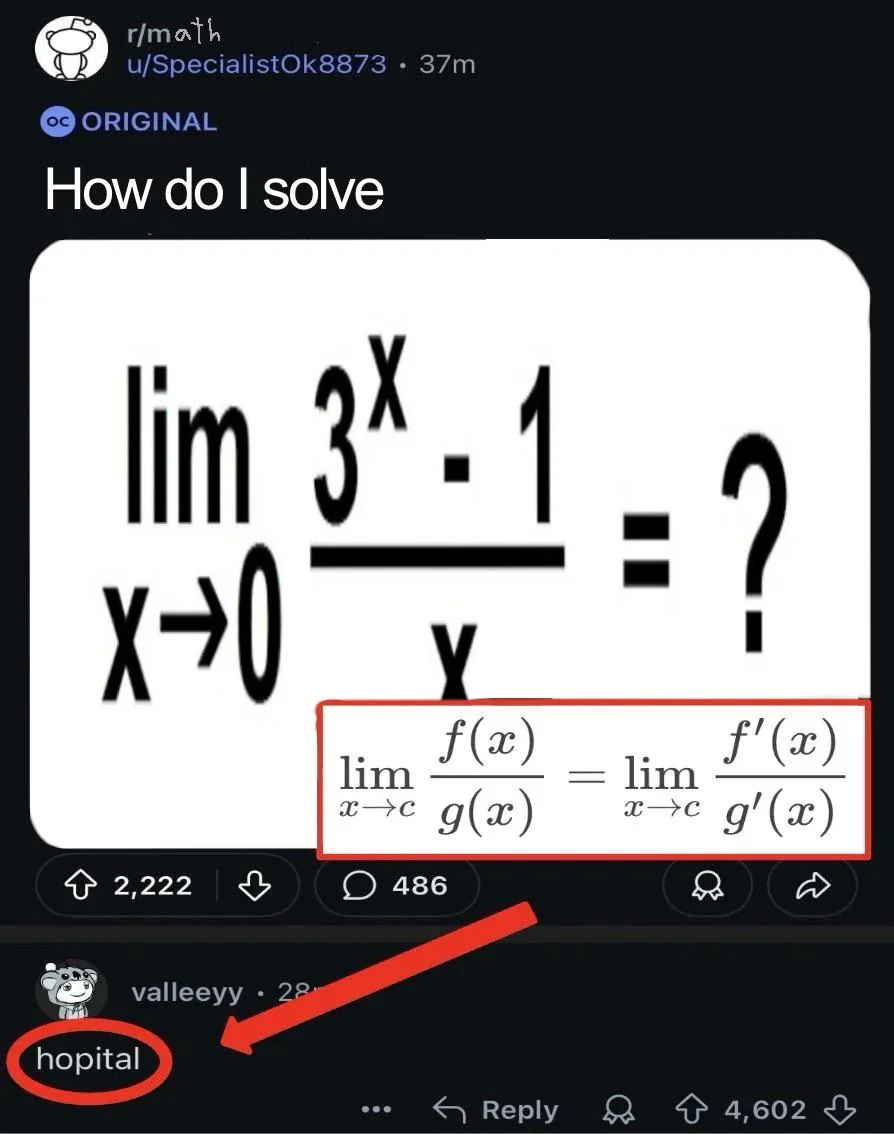 L'Hopital calculus meme