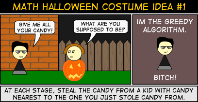 Math Halloween costume idea greedy algorithm comic stealing candy