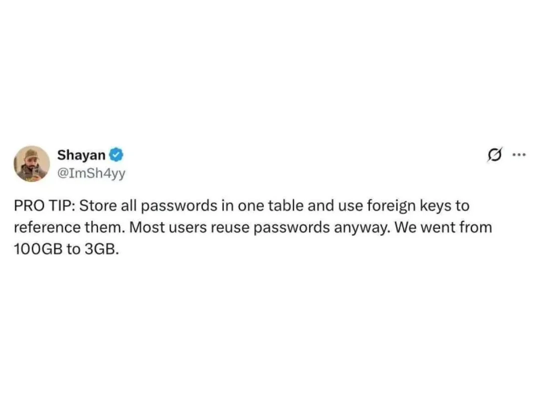 Database security meme: storing all passwords in one table with foreign keys