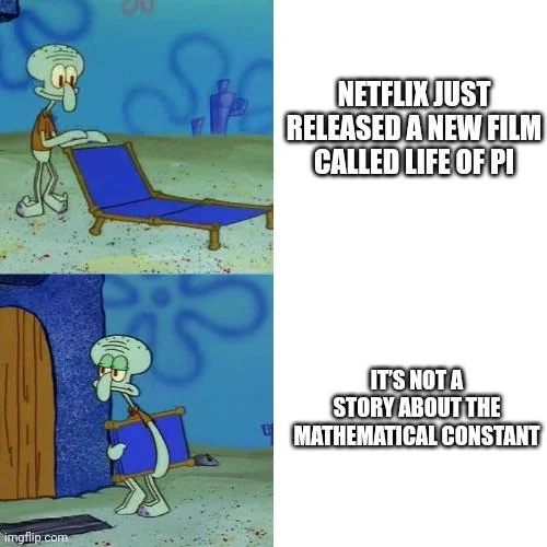 Pi memes Squidward excited about Life of Pi film then disappointed