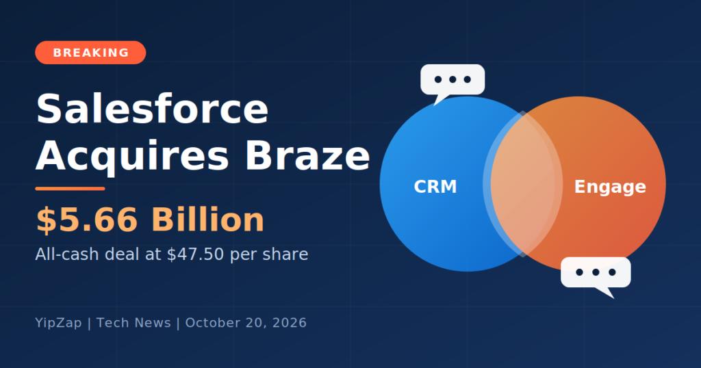 Salesforce acquires Braze in a $5.66 billion cash deal to expand real-time customer engagement
