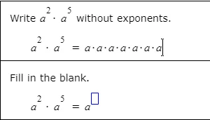Algebra meme showing a squared times a to the fifth written out without exponents